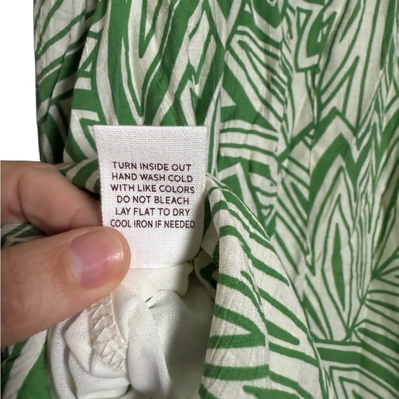 Blu Pepper Green & White Leaf Print Ruffle Mini Dress Women’s Medium Boho - Picture 4 of 7